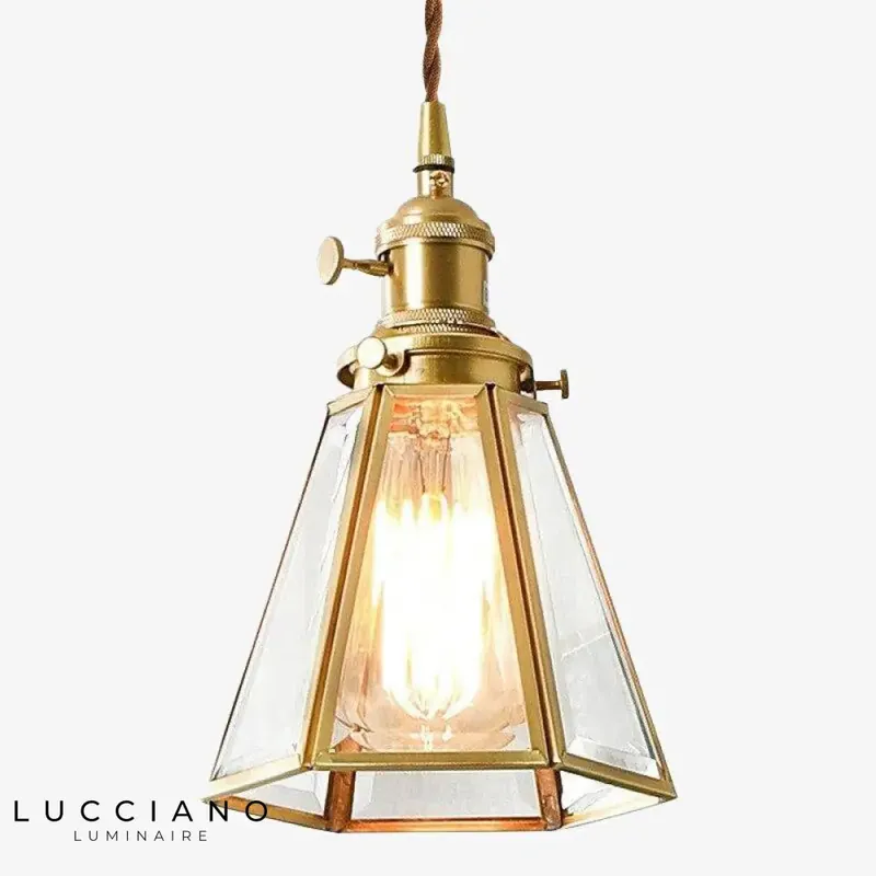Vintage golden LED glass cage pendant light