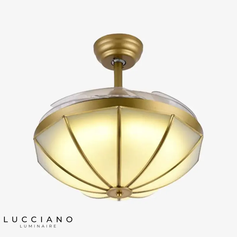 Golden LED pendant light with copper lampshade