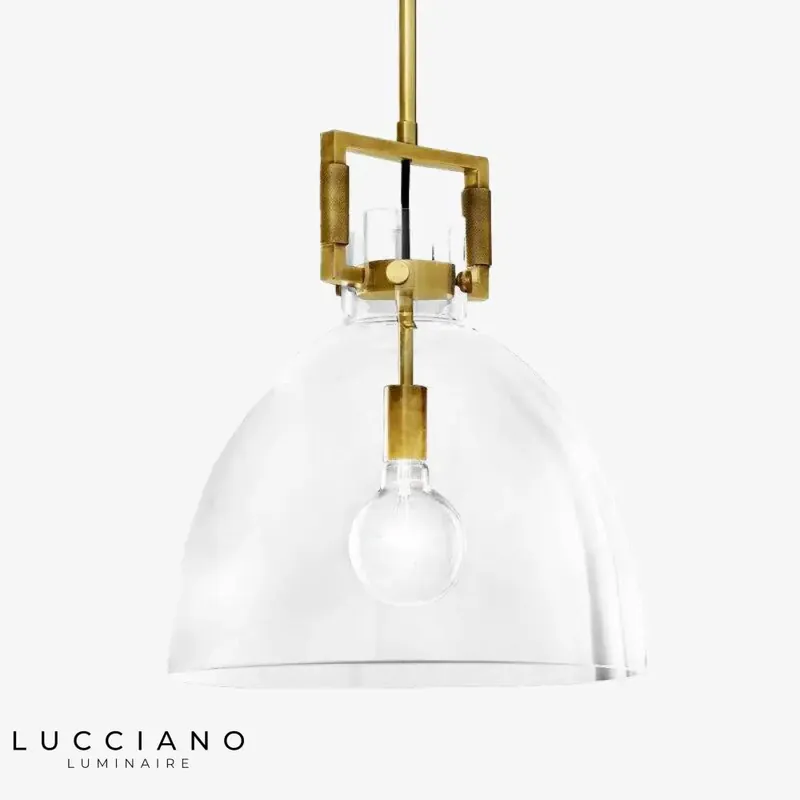 Gold metal and glass LED pendant light
