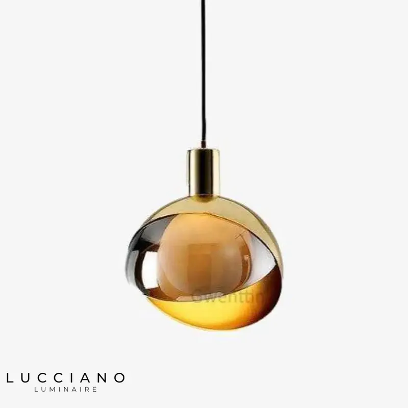 Gold LED spherical lampshade pendant light