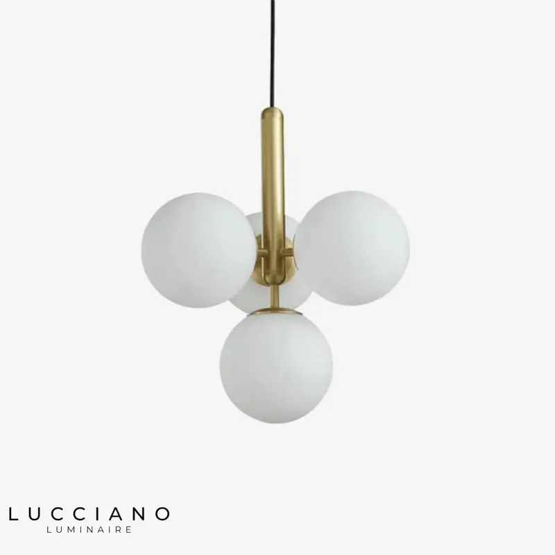Gold LED pendant light with glass globes