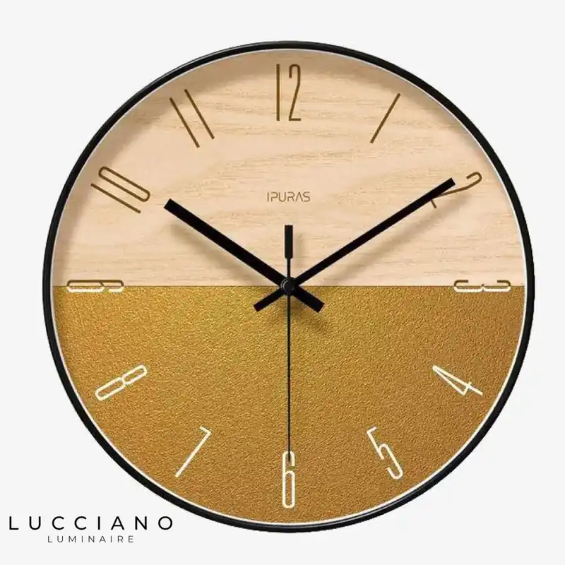 Round Wall Clock with Gold Numbers