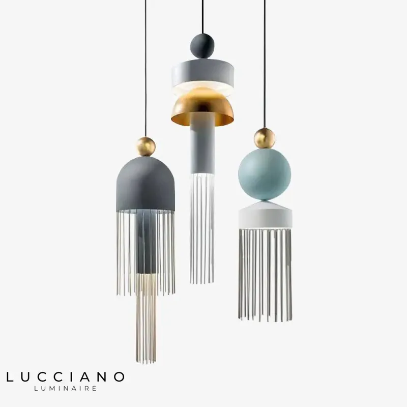 Colored Metal Rounded Tassel Pendant Light