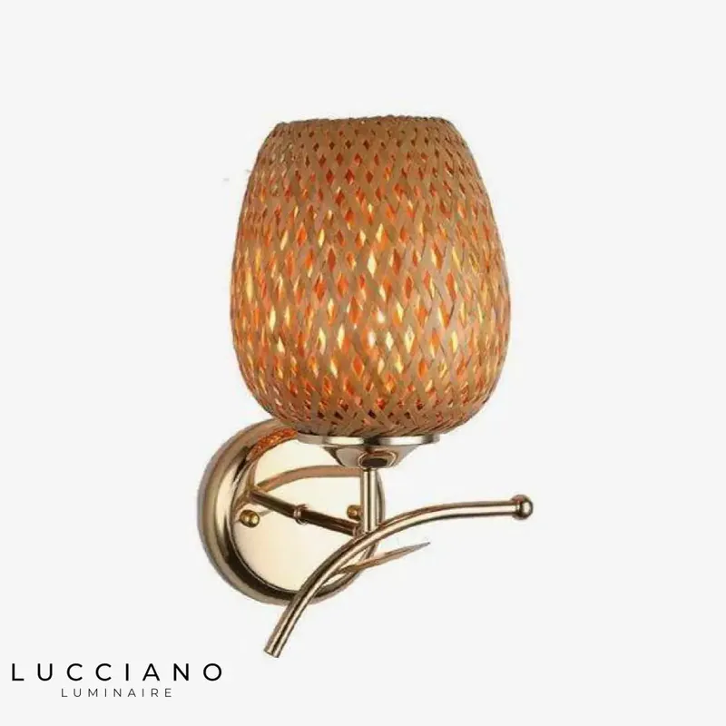 Bamboo sconce & gilded Asian support