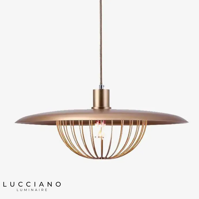 Longitudinal golden cage pendant lamp