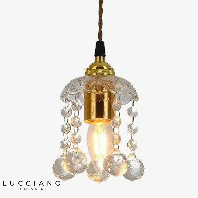Golden crystal suspended