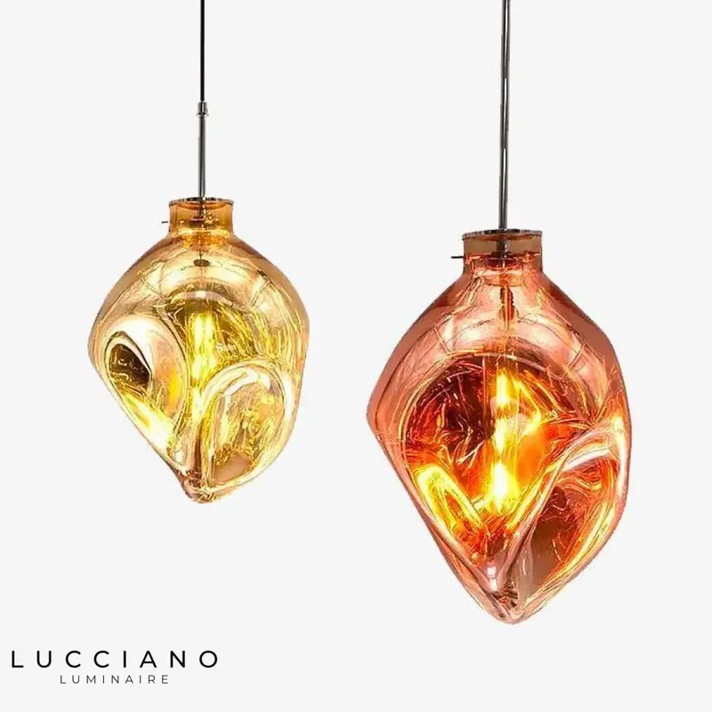 Distorted Colored Glass LED Pendant Light