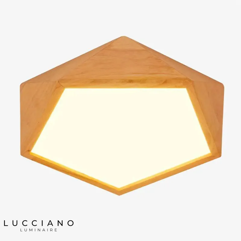 Geometric Wood Effect LED Ceiling Light
