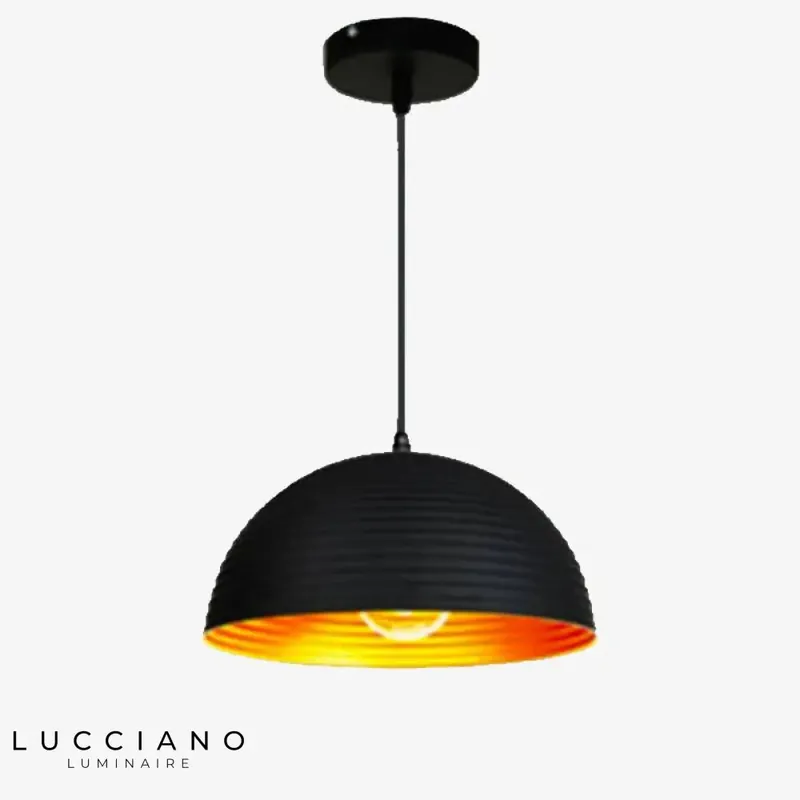 Striped Half-Dome Design Pendant Light