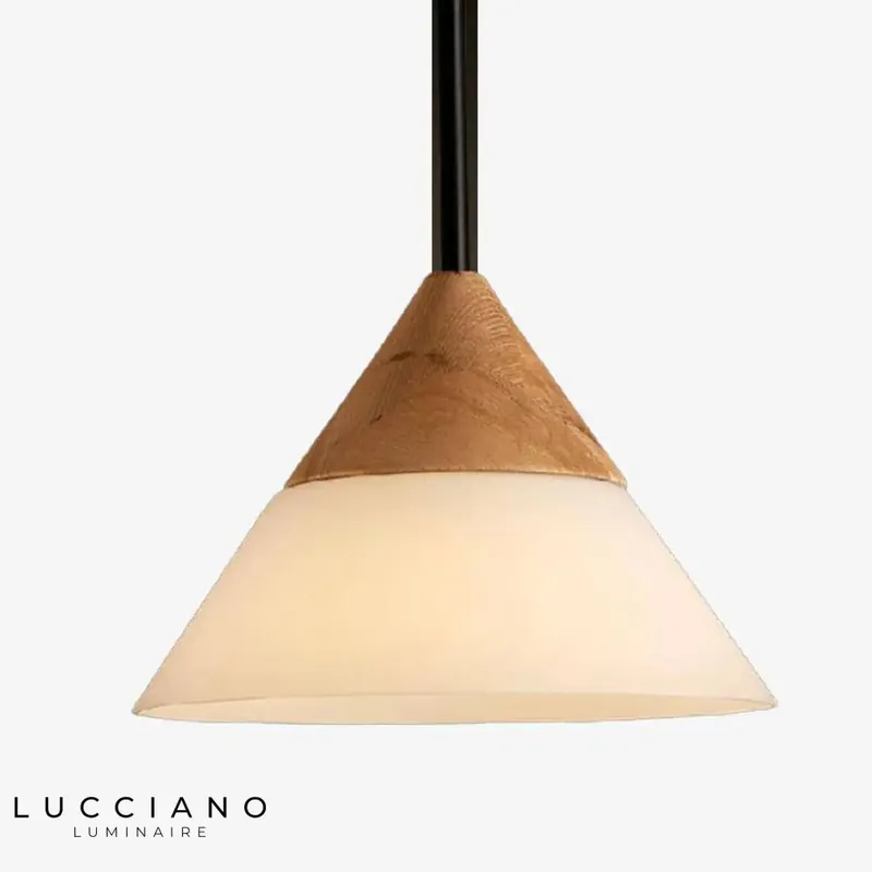 Wooden and glass Loft LED pendant light