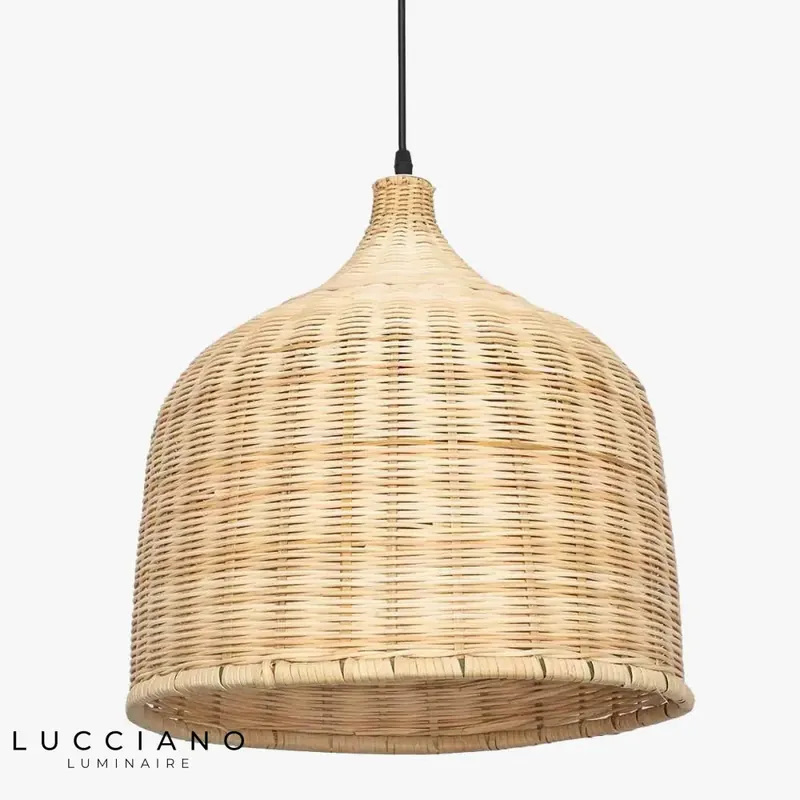 Rounded Rattan LED Pendant Light