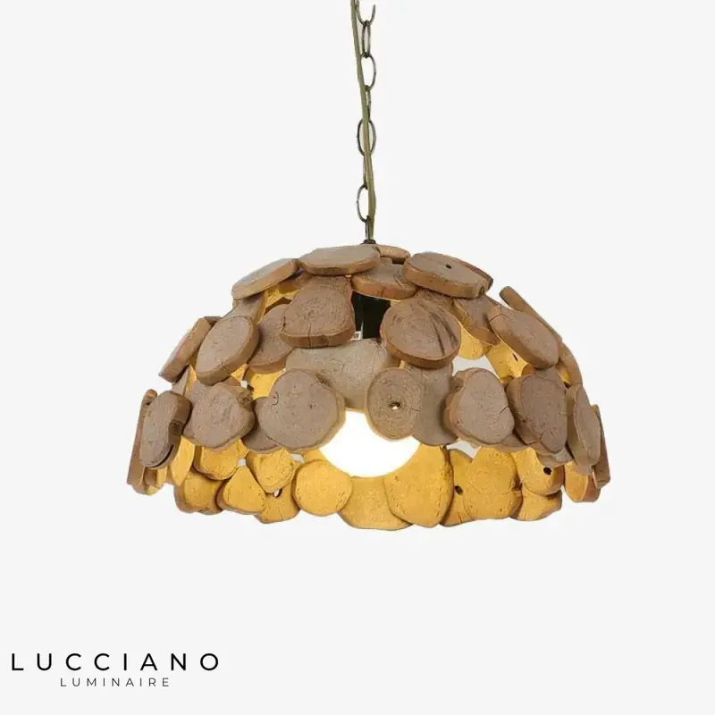 Rounded wooden LED luminaire