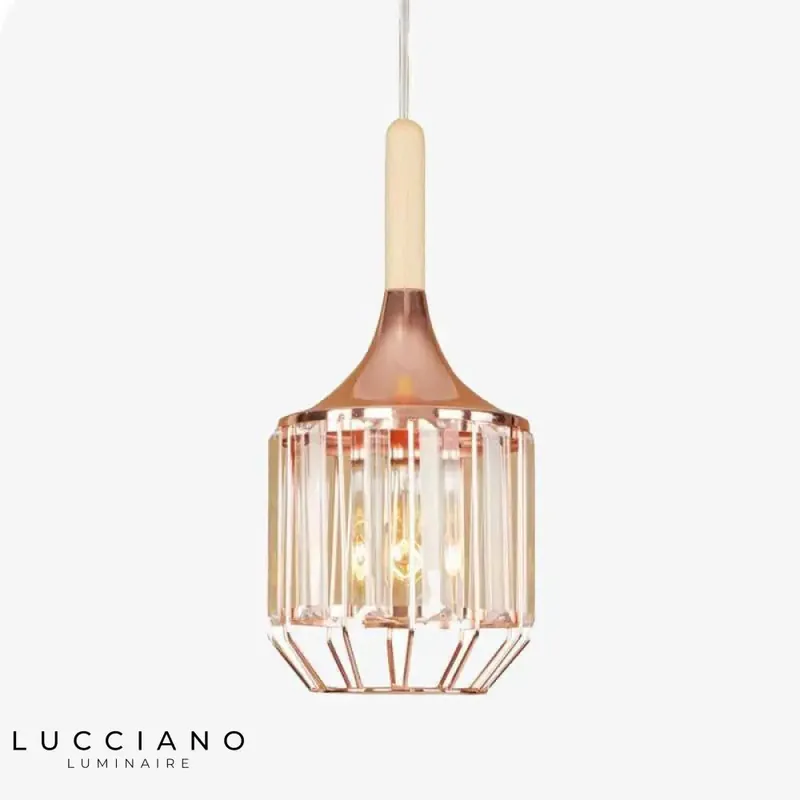 Rose gold and crystal LED pendant light