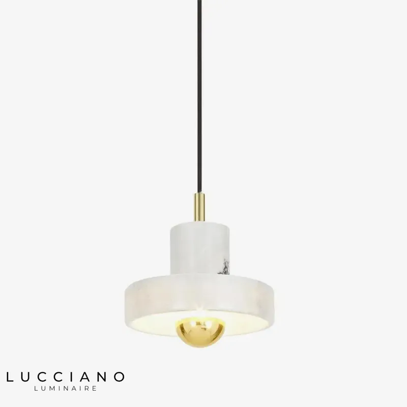 White cylinder round gold LED pendant light