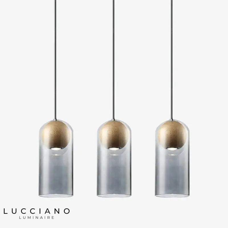Industrial LED: Glass and Wood.