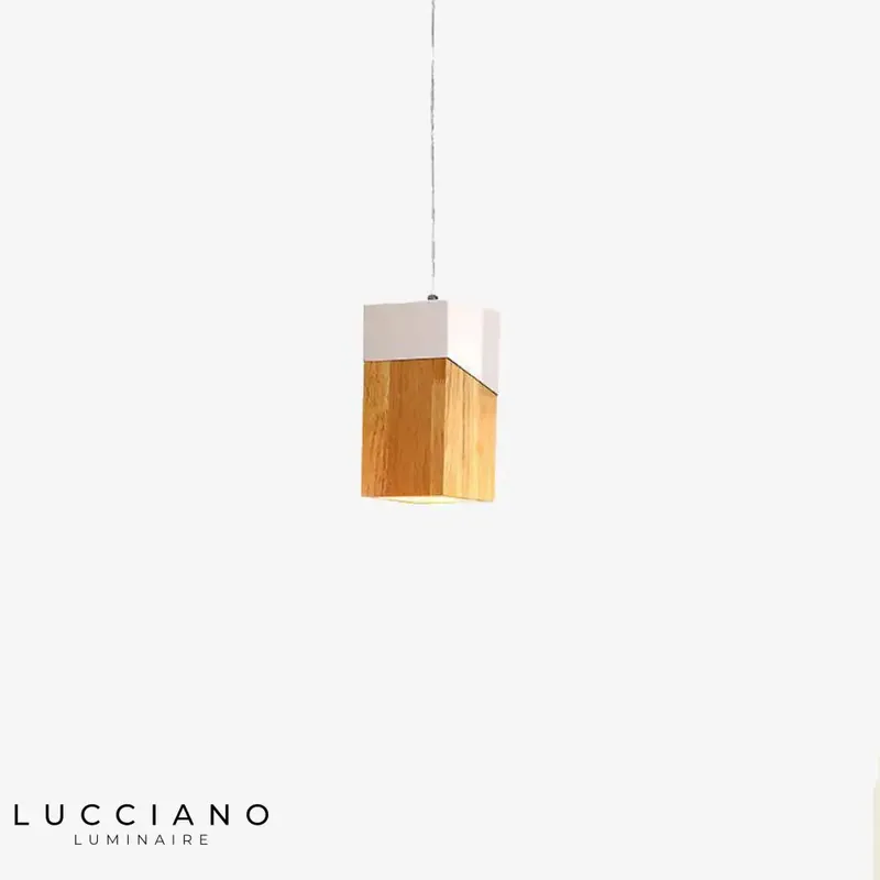 Modern Wooden Cube LED Pendant Light