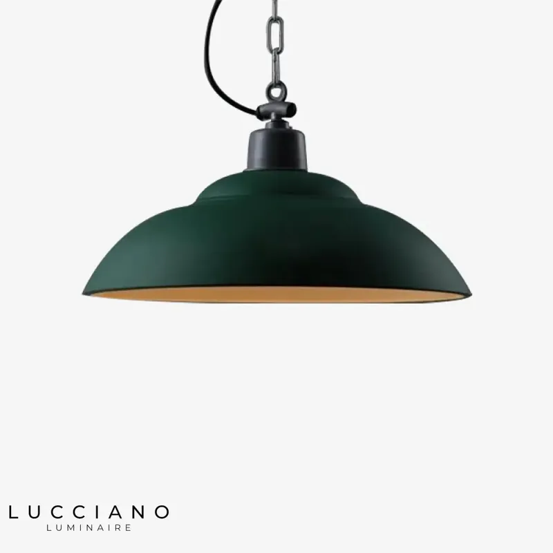 Metal LED pendant light, green shade