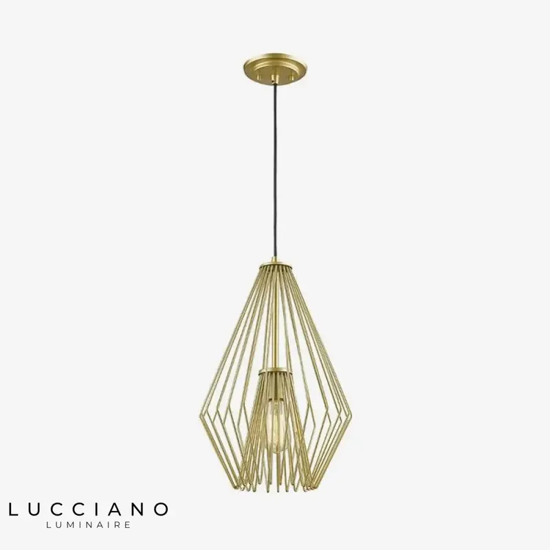 Cage Design Gold Metal LED Pendant Light
