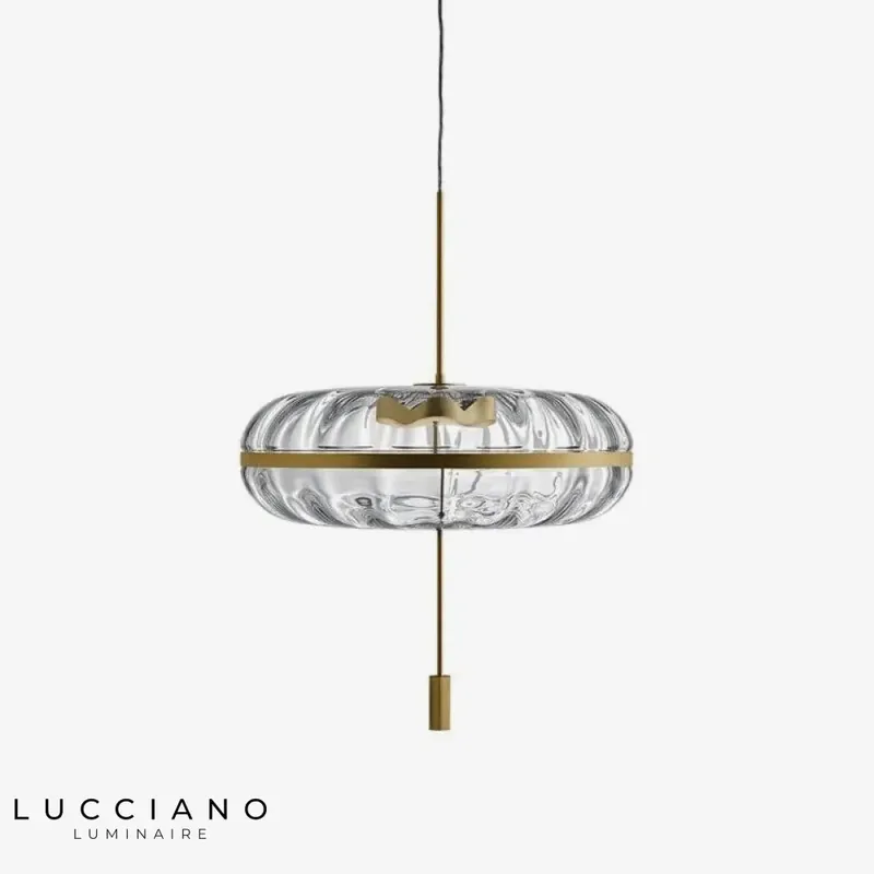 Round gold glass LED pendant light
