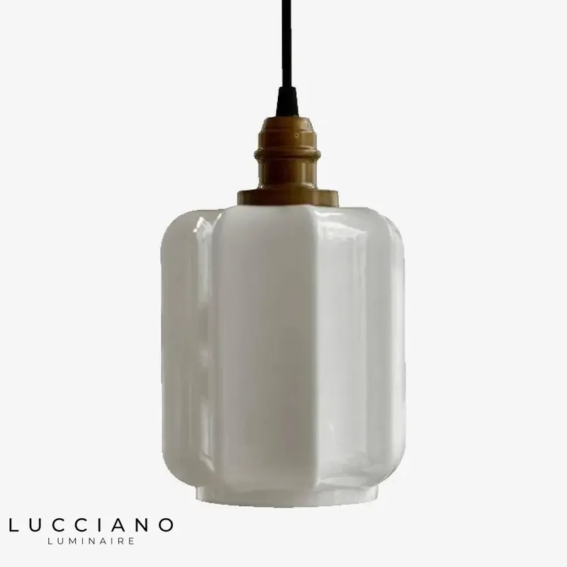 Samy Vintage White Glass Pendant Light