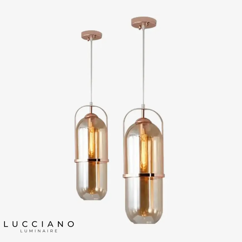 Rose Gold Glass and Metal Loft Pendant Lamp