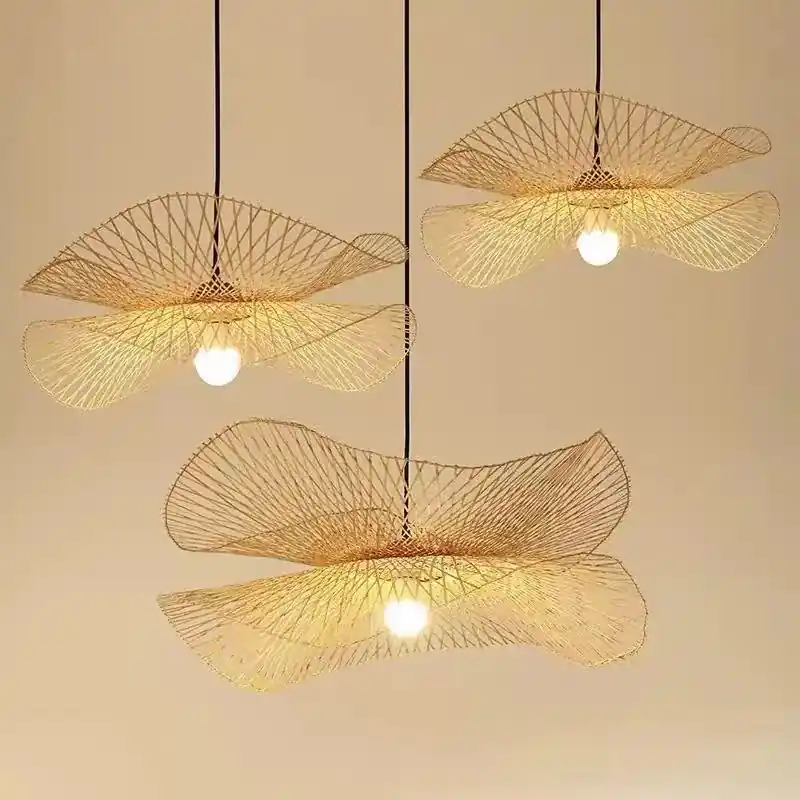 Woven wicker bamboo chandeliers