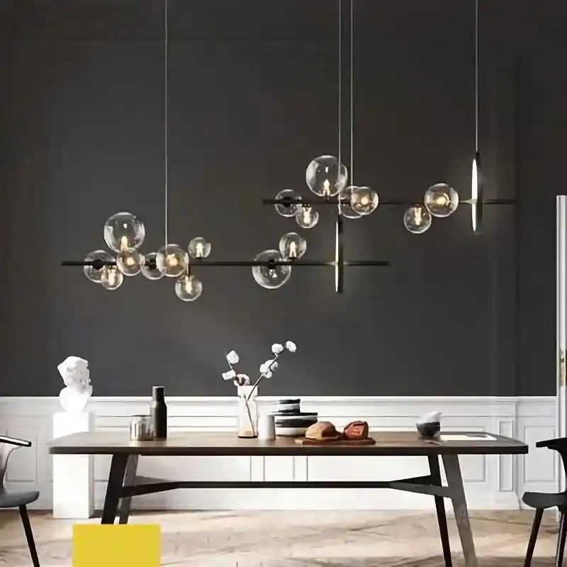 Modern chandelier with clear globes