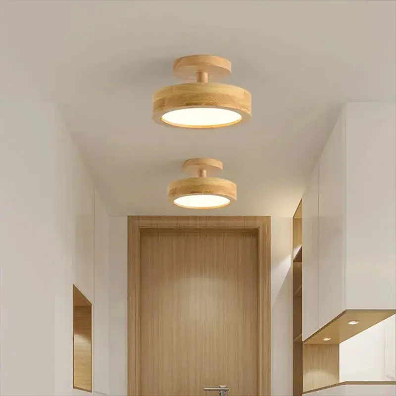 Nordic Round Wooden LED Ceiling Light