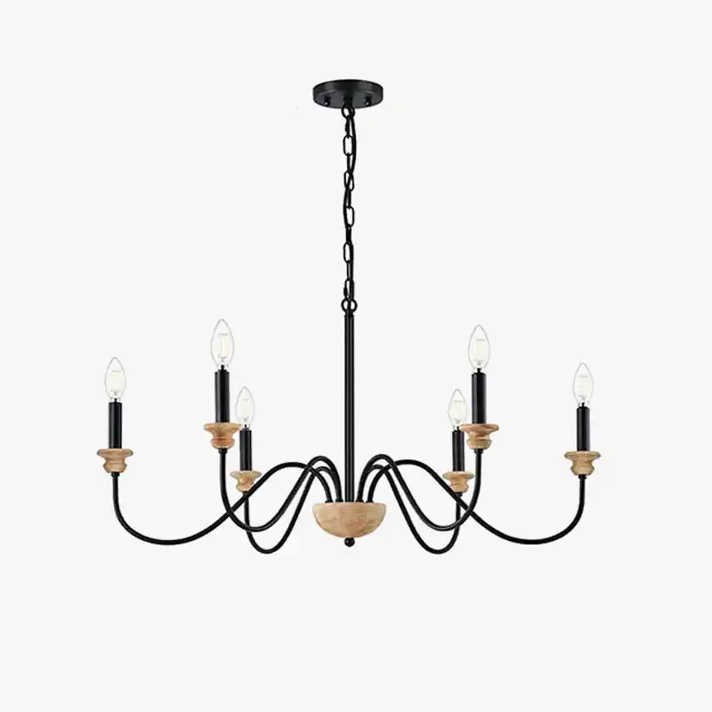 Vintage Wooden Chandelier 6 Lights