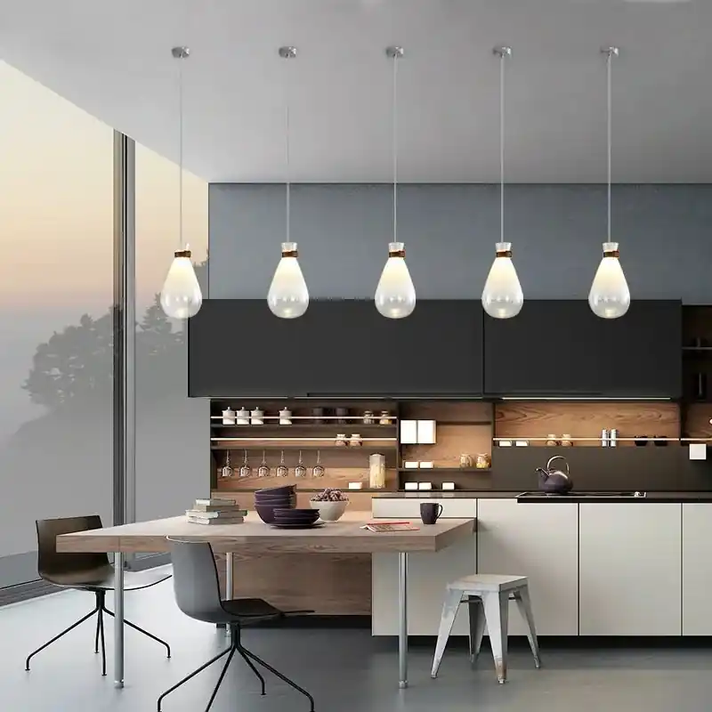 Bright modern glass chandelier