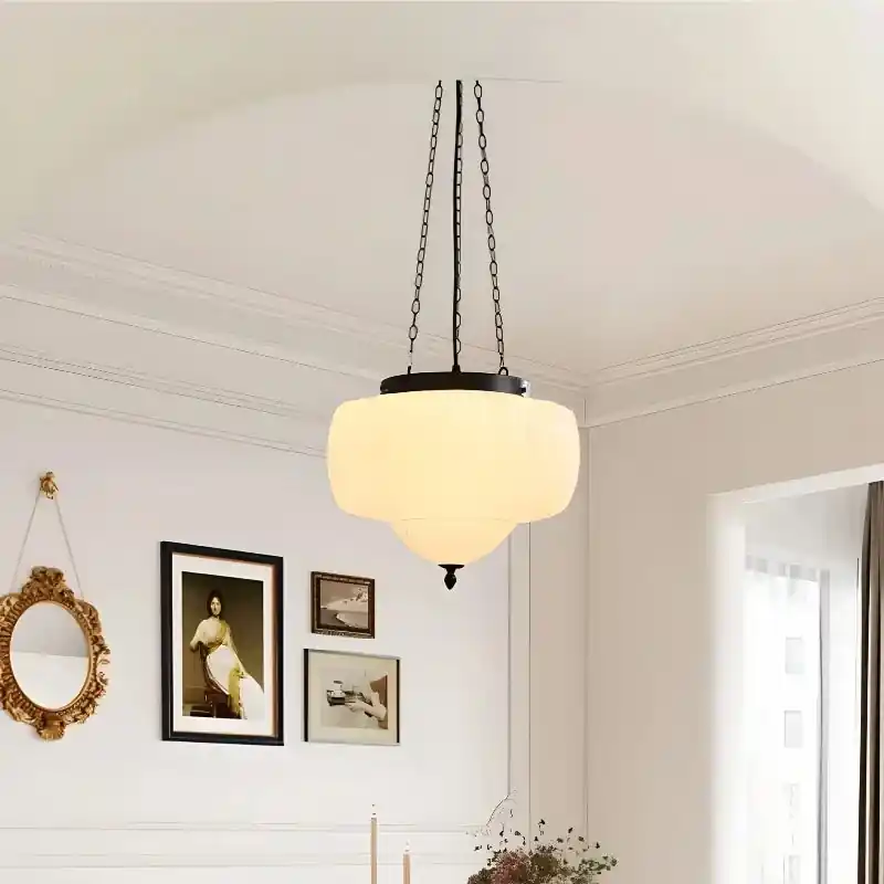 Vintage Scandinavian luminous glass chandelier