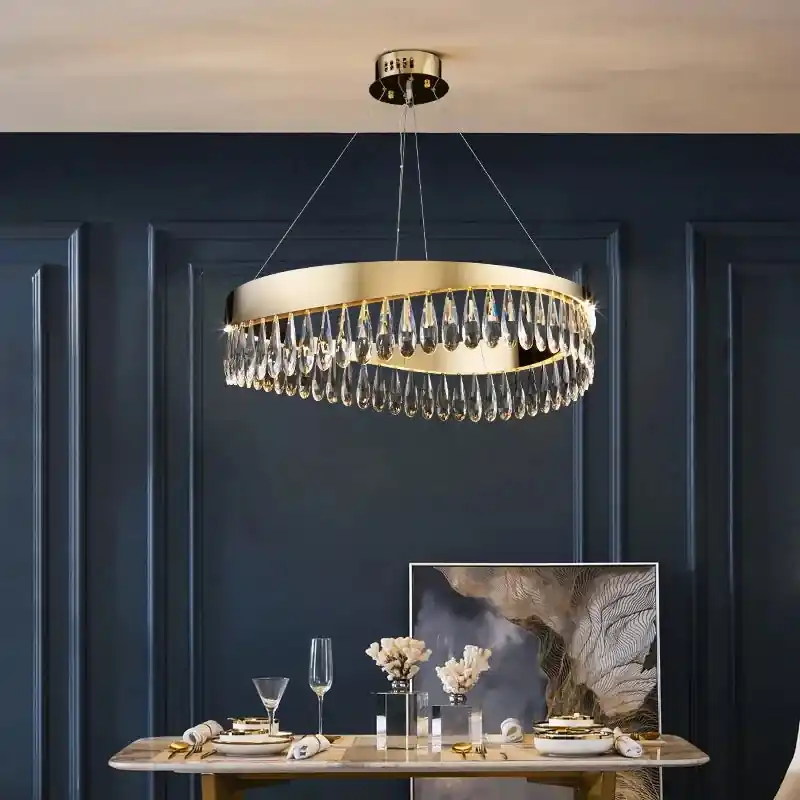 Refined crystal chandelier.