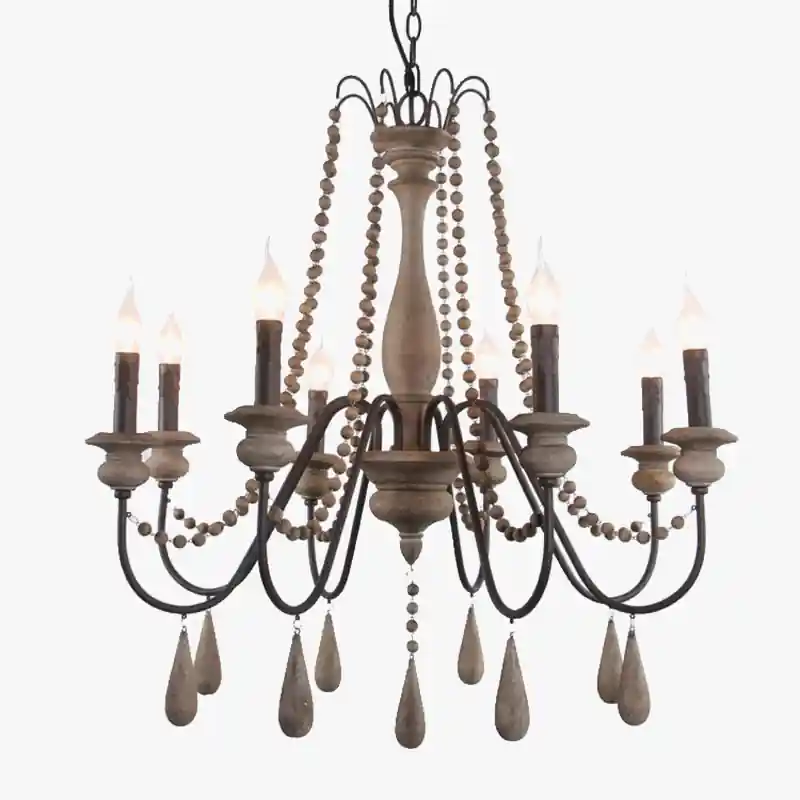 Retro Chic Solid Wood Chandelier