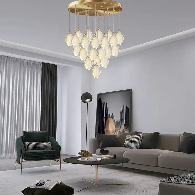 Chic bright minimalist Scandinavian chandelier