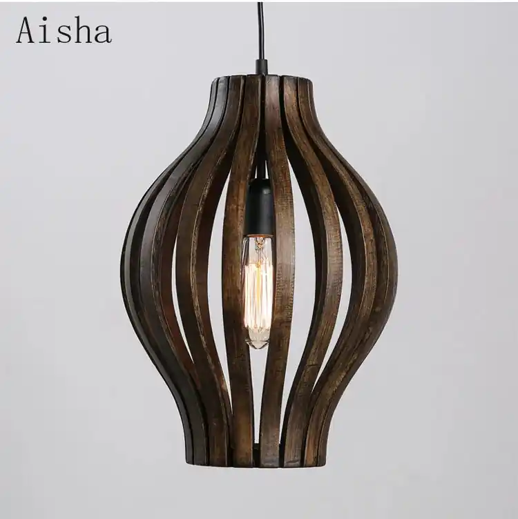 Elegant Asian Retro Wooden Chandelier
