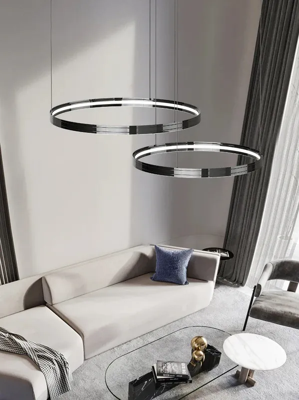 Modern chandelier with a sleek design.