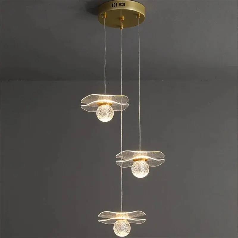 Modern LED copper lotus chandelier