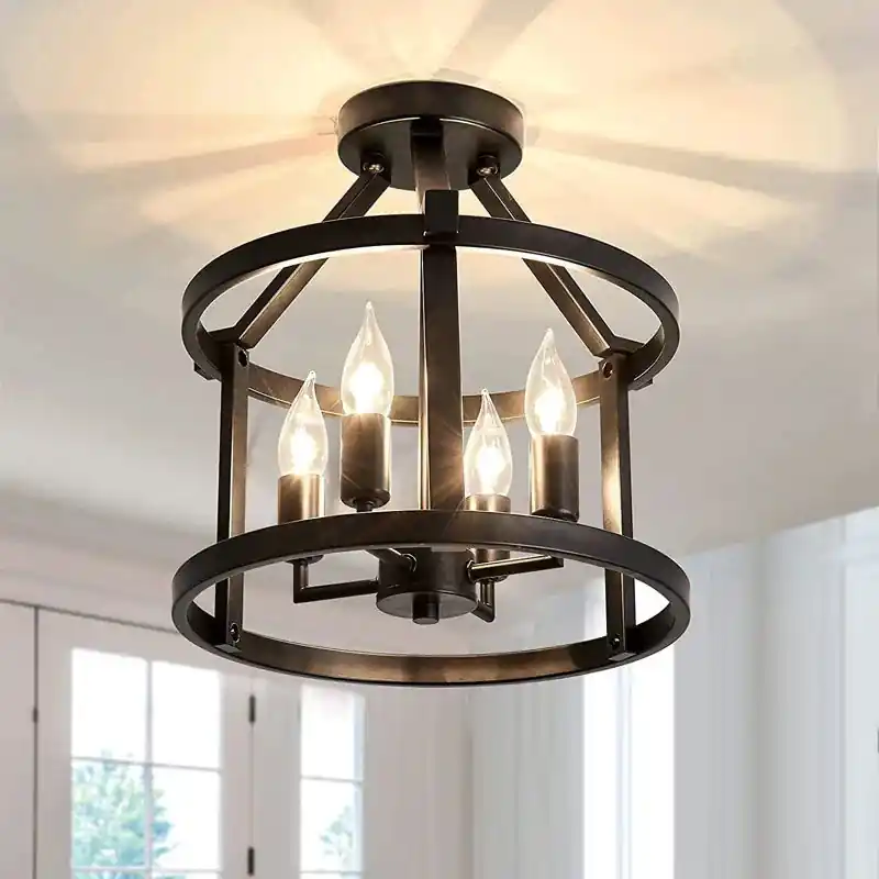 Retro industrial luminous chandelier
