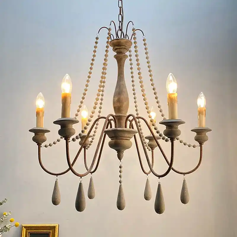 Rustic elegant vintage wood chandelier