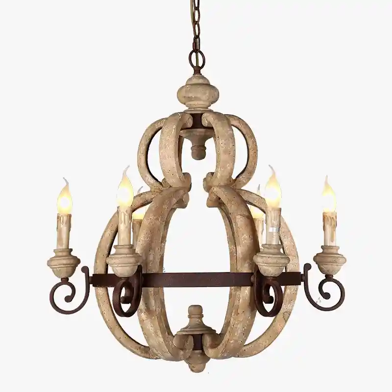 Rustic Vintage Handcrafted Wooden Chandelier