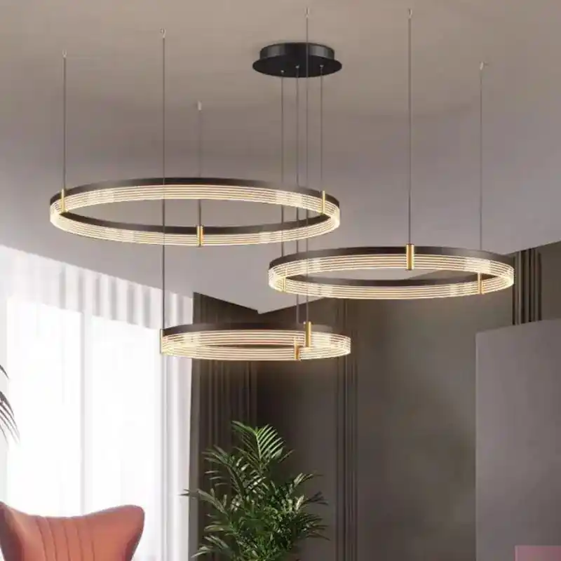 Sleek contemporary LED ring chandelier