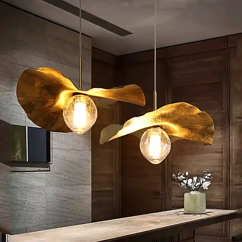 Brass lotus design LED pendant light