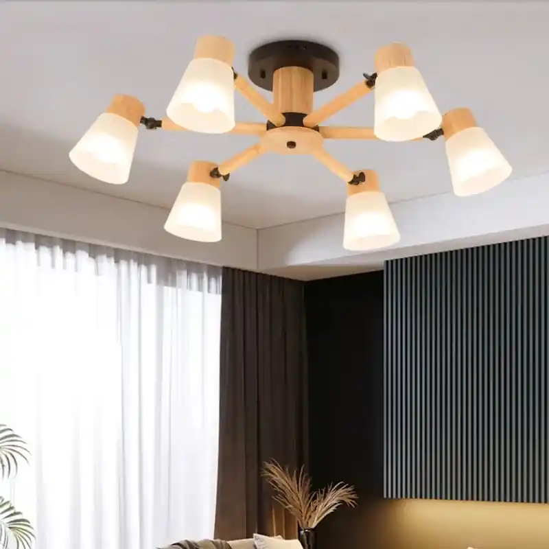 Scandinavian light oak chandelier