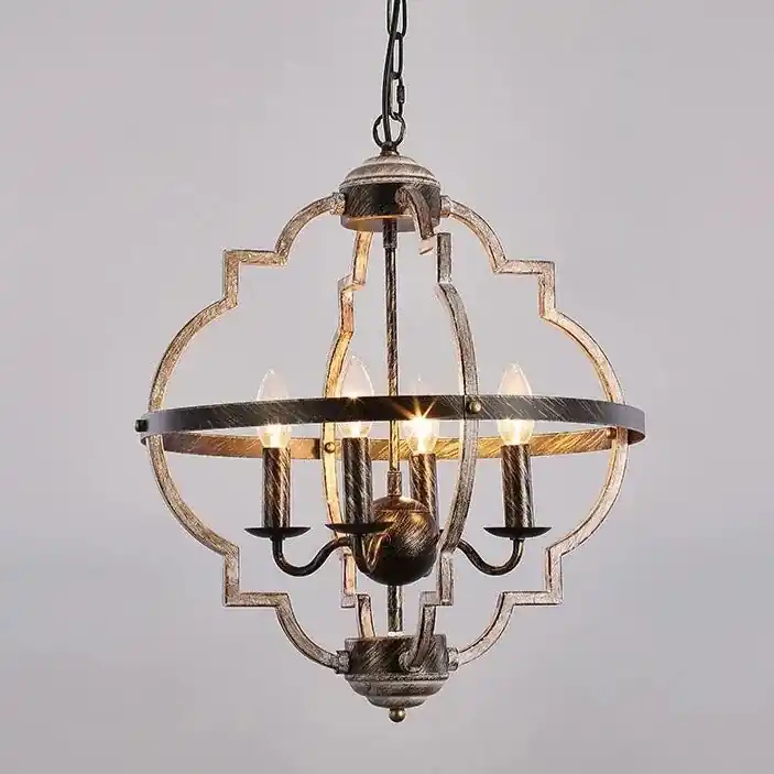 Aged rustic candle chandelier