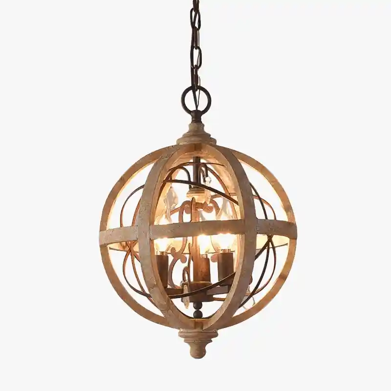 Antique Wooden Sphere Chandelier