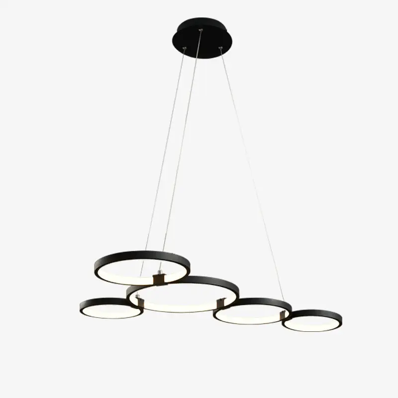 Designer chandelier with suspended luminous rings