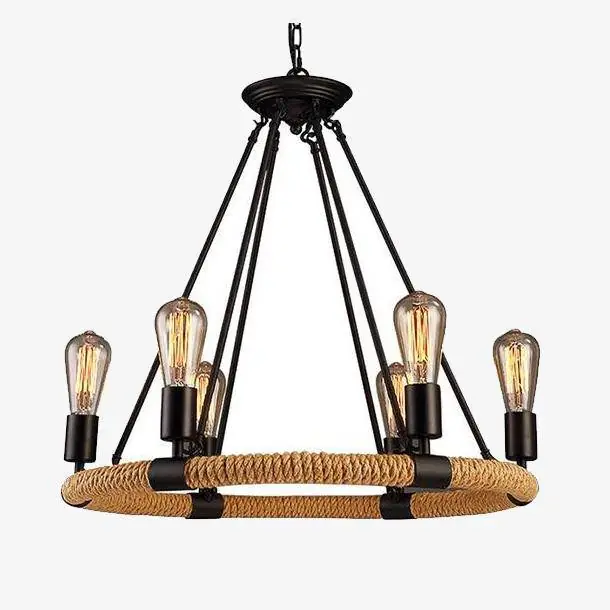 Rustic rope and metal pendant light