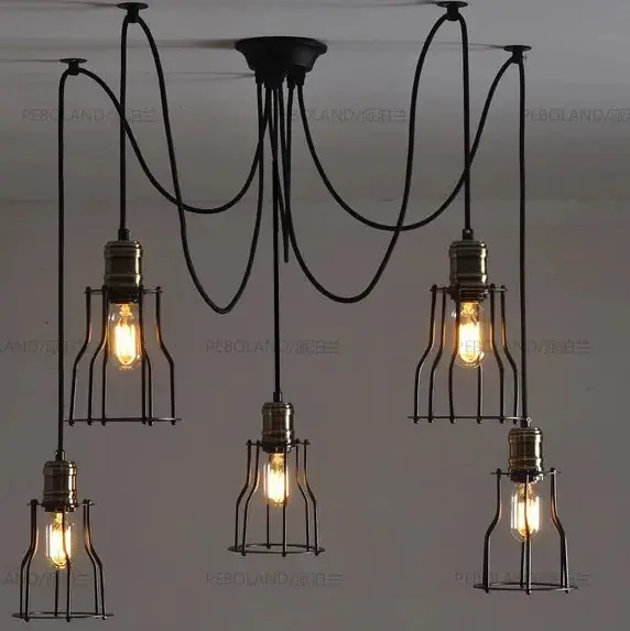 Nordic Vintage Adjustable Retro Spider Art Design Chandelier