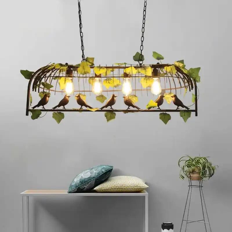 Industrial Retro Wrought Iron Birdcage Chandelier Decorative