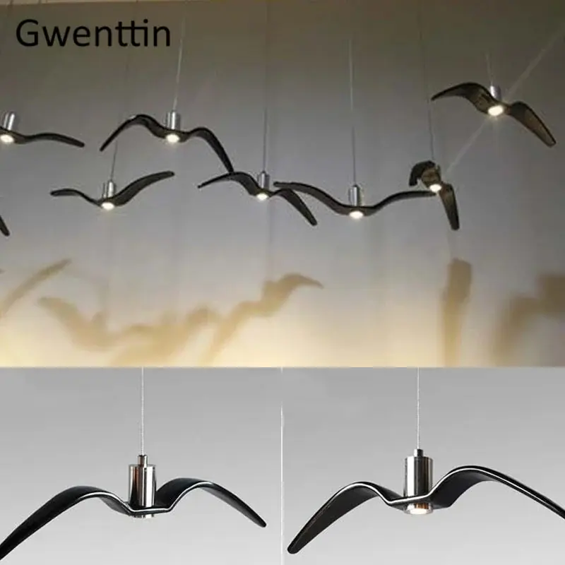 Modern hanging seagull-shaped lamp with bright design